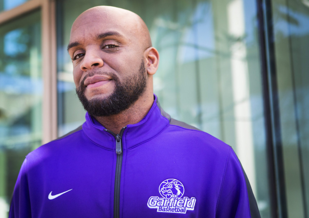 145133 -- STAR TIMES-- 02/23/2015
Boys basketball coach of the year Ed Haskins of Garfield for Star-Times basketball photo shoot. Shot outside the North Creek Printing Facility in Bothell on Monday, Feb. 23, 2015.   (LINDSEY WASSON / THE SEATTLE TIMES)