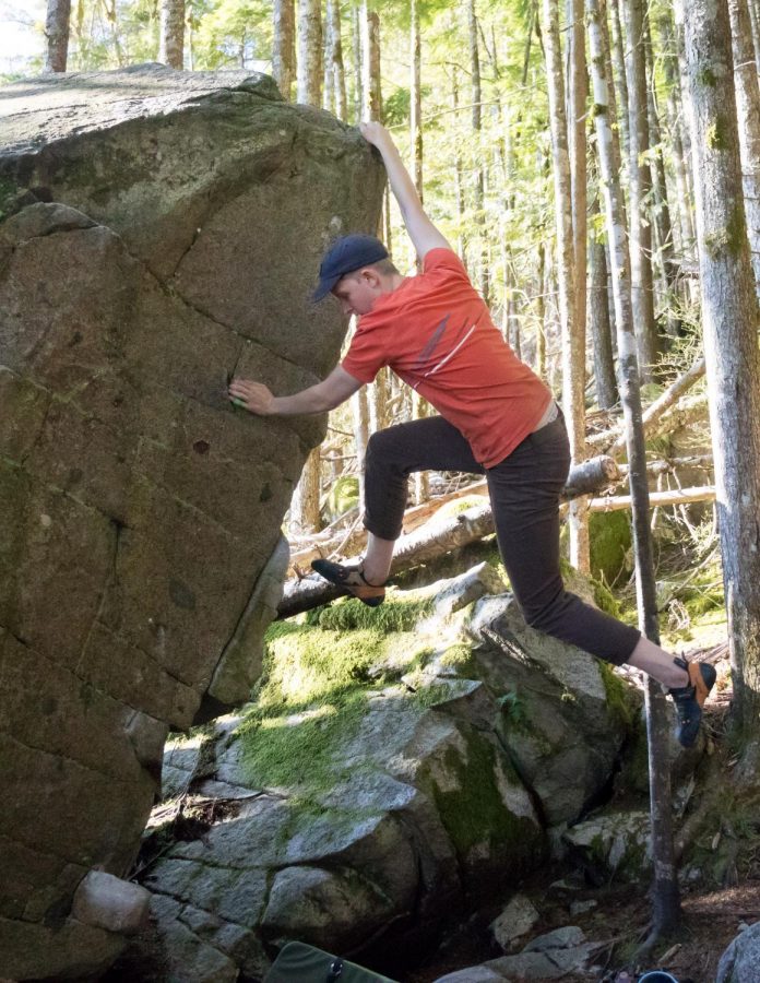 Jefferson Ashby bouldering in Gold Bar, Washington.