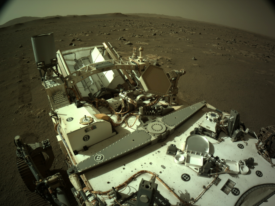 A photo acquired by one of Perseverance’s cameras. Image Credit: NASA/JPL-Caltech