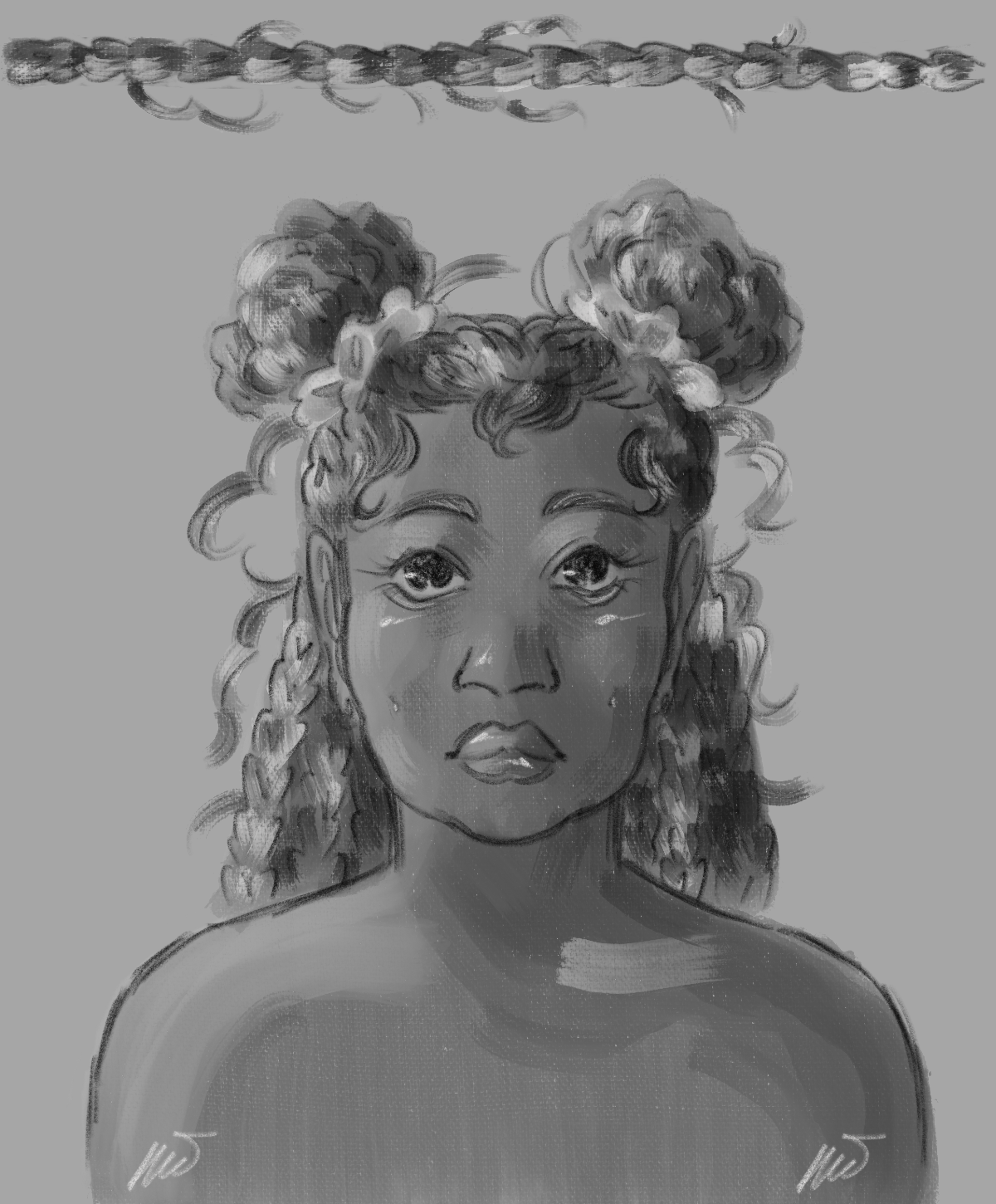 Black online hair drawing